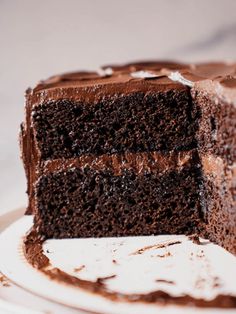 a slice of chocolate cake on a plate