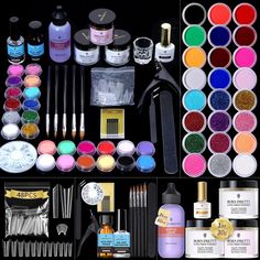 PRICES MAY VARY. ACRYLIC NAIL KIT FOR BEGINNERS: All-IN-ONE acrylic Nail kit with everything.Comes with 3 boxes acrylic powder 30ml,acrylic liquid monomer 60ml,super top coat,nail prep dehydrator&nail primer,nail glue,48pcs nail tips,20pcs nail form,nail glass cup,nail tweezer,acrylic nail clipper,nail file,nail decorations,5pcs acrylic nail brush,12 boxes nail glitter,12 boxes carving powder.This acrylic nail kit allows you to easily create a strong,flexible and beautiful acrylic nail extension Full Set Acrylic, Acrylic Nail Liquid, Luminous Nails, Nail Primer, Acrylic Nail Brush, Acrylic Nail Kit, Nail Brush, Stamping Nail Art, Glitter Acrylics