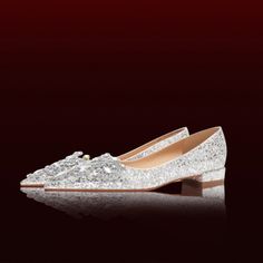 US$65.00 Classic Party Flats With Low Heel, Elegant Silver Pointed Toe Flats, Elegant Silver Flats For Spring, Silver Low Heel Flats For Formal Occasions, Elegant Silver Flats For Evening, Elegant Low Heel Flats For Galas, Elegant Silver Flats For Formal Occasions, Elegant Flat Wedding Shoes For Formal Occasions, Elegant Party Flats With Almond Toe