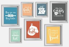 six framed wall art prints with different sayings