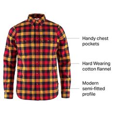 Fashioned in a timeless plaid print and toasty cotton flannel, the Fjallraven Skog Shirt looks the part in mountain towns, campsites, and cabins. Whether you're working for the weekend on casual Friday or jetting off for a week without emails, the Skog Shirt will be by your side, keeping you in style comfortably. Cotton Flannel Shirt For Outdoor Activities In Fall, Cotton Shirt For Outdoor Activities In Fall, Cotton Flannel Shirt For Fall Outdoor Activities, Plaid Shirt For Outdoor Fall Occasions, Plaid Shirt For Outdoor Fall Activities, Outdoor Plaid Shirt For Fall, Brown Long Sleeve Flannel Shirt For Outdoor, Red Cotton Flannel Shirt With Pockets, Rugged Plaid Flannel Shirt