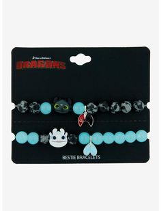 How To Train Your Dragon Toothless & Light Fury Best Friend Bracelet Set | Hot Topic Httyd Jewelry, Toothless Jewelry, How To Train Your Dragon Bracelet, Toothless Dragon Necklace, How To Train Your Dragon Hoodie, Right Arrow Icon, Toothless Dragon, Dreamworks Dragons, Friend Bracelets