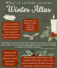 an info sheet describing what to include on your winter altar