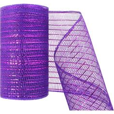 two rolls of purple mesh on white background