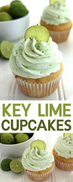 key lime cupcakes with cucumber frosting on top and in the middle