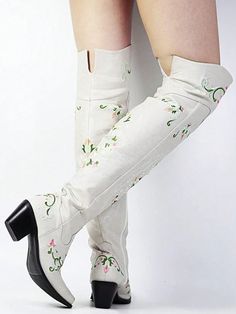 Step into the Wild West with our Retro Western Cowgirl Thigh High Boots. Crafted with chunky block heels for added style and sturdy support, these boots are perfect for any adventure. Embrace the vintage look and feel empowered in these timeless Western boots. Color : White Closure Type : Side zipper Insole Material : PU Leather Lining Material : PU Leather Outsole Material : Rubber Upper Material : PU Leather Trendy Over-the-knee Heeled Boots For Spring, Trendy Spring Over-the-knee Boots, Casual Knee-high Boots With Block Heel For Spring, Wide Calf Over-the-knee Boots For Spring, Spring Wide Calf Over-the-knee Boots, Vintage Boots With Block Heel For Spring, Vintage Block Heel Boots For Spring, Vintage Knee-high Platform Boots, Knee-high Boots For Spring Festival