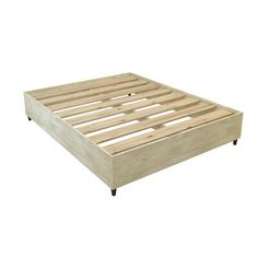 a bed frame with wooden slats on it