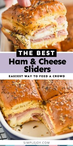 ham and cheese sliders with text overlay