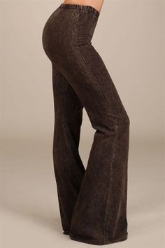 Chatoyant Mineral Wash Bell Bottom Soft Pants, Brown – Violet Skye Boutique Brown Bell Bottoms, Cowgirl Look, Elastic Waist Jeans, Chocolate Brown Colour, Pants Brown, Soft Pants, Chocolate Color, Cowgirl Outfits, Bell Bottom Pants