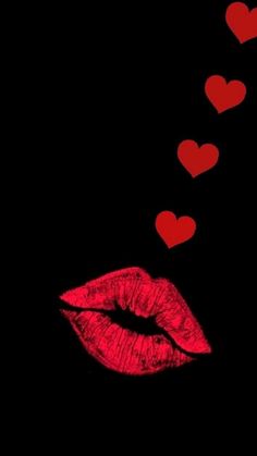 red lips with hearts coming out of them