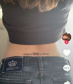 butterfly tattoo with swirls y2k Tramp Stamps, Ye Ye, Hidden Tattoos, Cute Little Tattoos, From Tiktok, Subtle Tattoos