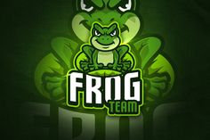 the frog team logo is green and has an angry look on it's face