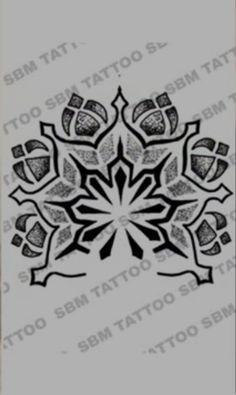 a snowflake tattoo design in black and white on a sheet of paper with the word