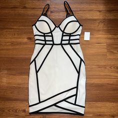 Brand New With Tags Flaw On Back Of Dress .. Stained May Come Out If Washed Not Sure. Measurements And Fabric Content Shown In Pictures White Lined Midi Dress For Night Out, White Lined Bodycon Dress For Date Night, White Black Dress, Black White Dress, On Back, Charlotte Russe, White Black, White And Black, Black Dress