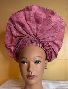 African autogele, ready to wear gele, African hat, traditional wedding hat, pre-tied headgear, headwrap, Head-tie. with stone * Adjustable Velcro/plaster straps behind. * Aso Oke , Women  * Size: One size fits most * Classic turban style, Solid color * Auto-gele  African head tie of Nigerian  * 100% brand new and high quality! No Refund/No Returns/No Exchange Kindly allow a difference of the picture/pattern of your item(s) between the real-life image and the photographic image on the website. Pink Headscarf Headband, Pink Headwrap For Party, Adjustable Pink Turban, Traditional Adjustable Summer Turban, Traditional Fitted Costume Hats And Headpieces, Adjustable Traditional Summer Turban, Adjustable Purple Headwrap For Party, Adjustable Purple Headwrap For Parties, Traditional Adjustable Turban For Parties