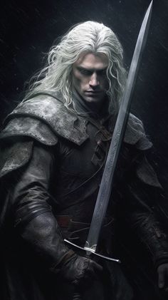 Long White Hair, Targaryen Art, Character Inspiration Male, Geralt Of Rivia, Fantasy Male, Fantasy Novel, Arte Fantasy