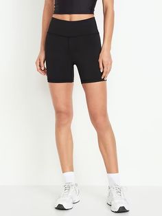 High-Waisted PowerSoft Biker Shorts -- 6-inch inseam | Old Navy Athletic Fit Bottoms With Built-in Shorts, Casual Activewear With Built-in Shorts Above Knee, Casual Stretch Biker Shorts With 5-inch Inseam, Fitted Versatile Biker Shorts, Sporty Stretch Athletic Shorts With 5-inch Inseam, Fitted Biker Shorts With 5-inch Inseam For Gym, Sports Shorts With Contoured Waistband And 5-inch Inseam, Versatile Fitted Biker Shorts, Compressive Moisture-wicking Biker Shorts With 5-inch Inseam