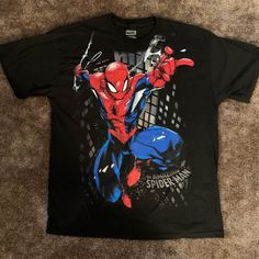 Used Spider-Man T-Shirt Mens Xl Used Item But In Great Condition Over All. Graphic Print Is In Excellent Condition. No Holes,Stains, Fading Or Pilling. A Quick Wash Will Have This Shirt Looking Brand New!! Please Examine Pictures Carefully. Item Is At Least 10 Years Old And Is A Rare T-Shirt!!! Miles Morales Spider Man, Spiderman Shirt, Marvel Shirt, Man Thing Marvel, Miles Morales, Men's Graphic T Shirt, Amazing Spiderman, Superhero Comic, Marvel Spiderman