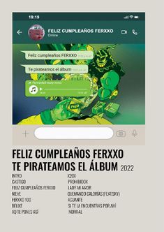 an image of a poster with the words feliz cumpleanos ferxo te pratemos el album