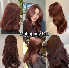 Cinnamon Brown Hair, Natural Auburn Hair, Auburn Hair With Highlights, Reddish Brown Hair Color, Brown Hair Inspiration, Hair Color Mahogany, Mahogany Hair