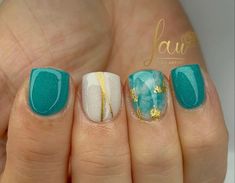 Cool Nail Designs For Short Nails, Teal Short Nails, Nail Designs Teal, Teal Nails Acrylic, Teal Nail Designs, Teal Nails, Sassy Nails, Work Nails, Cute Gel Nails