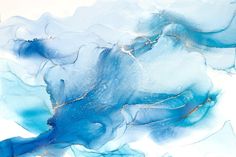 an abstract painting with blue and white colors