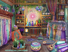 a room filled with lots of colorful items