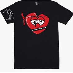 New T Shirt Sizes S-5xl Band Merch Crew Neck Top With Heart Graphic, Black Band Merch Top With Heart Graphic, Black Tops With Heart Graphic And Short Sleeves, Black Graphic Tee With Heart Graphic, Black Graphic Tee Shirt With Heart Design, Black Graphic Tee Shirt With Heart Graphic, I Love Gaslighting Shirt, Black Short Sleeve Shirt With Heart Graphic, Black Crew Neck Shirt With Heart Graphic