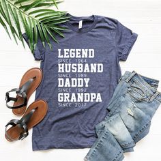 Hi! Custom Legend Husband, Daddy Grandpa Since Any Year, Fathers Day, Personalized Birthday T-shirt, Gift For Grandfather Paw Paw Pop, Man Shirt Welcome to my store and it's great to see you here! I'm sure you'll love my designs. Please let me know if you have any questions and recommendations. The Unisex t-shirts are retail fit and a little bit relaxed. If you want to have a fitter look, I recommend you order one size smaller. But make sure you check our size-chart before you place your order. Gift For Grandfather, Bride Tee, Grandpa Birthday, Hobby Ideas, Paw Paw, Man Shirt, Gift For Grandpa, Grandpa Shirt, Bridesmaid Shirts