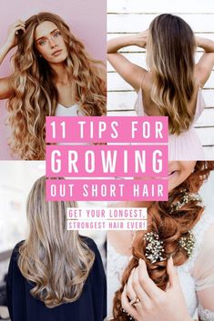 Growing out short hair is not easy for everyone, but with a little commitment and following these 11 hair growth tips you'll have your longest hair ever! Growing Short Hair, Growing Out Short Hair, Longest Hair, Growing Out Hair, Growing Your Hair Out, Growing Hair, Hair Growth Secrets, Hair Styles For Women, Hair Growth Supplement