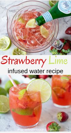 strawberry lime infused water recipe with strawberries and limes