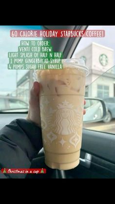 someone is holding up a starbucks drink in their car with the caption, coffee break