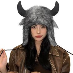 PRICES MAY VARY. Unique & Fashion Design: Cute cartoon animal horns/ears design, fluffy material, not only warm, make this womens christmas halloween ski ushanka russian trapper hat become fashionable and eye-catching. Simple and fashionable style, easy to wear in one piece, visually slimming effect when paired with autumn and winter High Quality Material: This cute buffalo winter warm hat is made of thick quality faux fur and polyester fabric, skin friendly, soft and super cozy, breathable, war Animal Horns, Viking Christmas, Horns Costume, Beanie With Ears, Hood Hat, Trapper Hat, Womens Christmas, Animal Hats, Trapper Hats