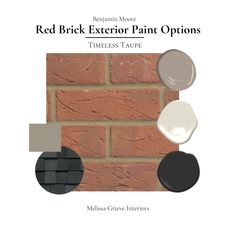 red brick exterior paint options by mellis grieve interiors, including white and black