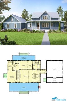 the floor plan for this ranch house is very large and has two master suites on each side