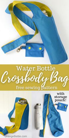 the water bottle cross body bag is shown with instructions to make it