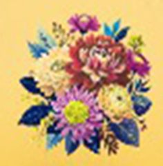 a bouquet of flowers on a yellow background