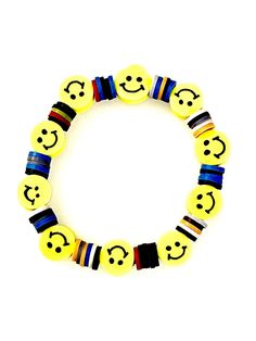 Smiley Kids Elastic Bracelets - Polymer Clay beads elastic kids smiley bracelets - Colorful randomly mixed bracelets - Size XS - Sold individually Kids Bracelet, Elastic Bracelets, Kids Bracelets, Clay Bead, Bead Bracelets, Elastic Bracelet, Polymer Clay Beads, Online Jewelry Store, Clay Beads