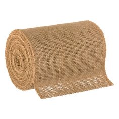 a roll of burlocked jute cloth on a white background with clipping