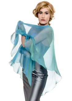 Luxury Silk Shawl With Sheer Dupatta, Silk Shawl For Evening, Silk Shawl Scarves For Evening, Turquoise Dupatta For Party, Summer Party Silk Dupatta, Spring Formal Silk Shawl, Silk Shawl For Spring Formal Occasions, Green Silk Scarf For Party, Silk Shawl For Spring Formal Events