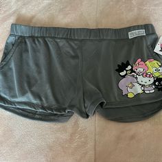 Grey W The Hello Kitty Family Playful Stretch Loungewear Shorts, Cute Bedtime Shorts, Cute Short Sleepwear, Stretch Shorts For Sleepovers, Stretch Short Length Shorts For Sleepover, Cute Pajama Shorts With Built-in Shorts, Cute Stretchy Shorts, Hello Kitty And Friends, Women's Intimates