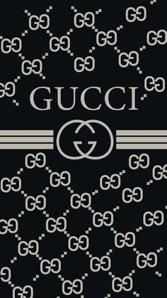 a black and white gucci poster with the word'gg'on it