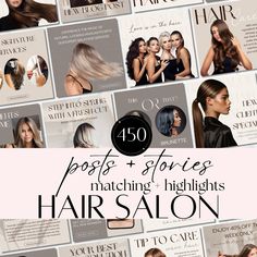 the front cover of hair salon magazine, featuring images of women's hair and their names