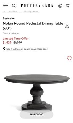 an advertisement for a dining table with prices on the front and back side, in black