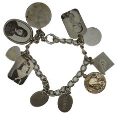 #27675 Vintage sterling silver family charm bracelet featuring an Episcopalian Christ medal, 5 engraved name/birthday charms, 3 photo charms, and one graduation hat. CONDITION Very Good - Some marks/tarnish; see pictures DIMENSIONS 7.75" x 1" / 25.52 g (Length x Width/Weight) Cheap Silver Bracelets With Vintage Charm, Graduation Hat, Bracelets Diy, Photo Charms, Beaded Bracelets Diy, Charm Bracelets, Last Minute Gifts, Diy Bracelets, Vintage Sterling Silver