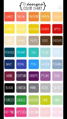 the color chart for different shades of paint