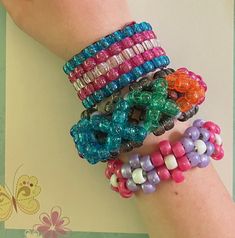 custom kandi 2d bracelet, you pick the color and style Kandi Bracelet Sets, Kandi Patterns Cuff, Scene Kandi, Bracelets Kandi, Kandi Necklace, Kandi Inspo, Diy Kandi Bracelets, Pony Bead Crafts, Diy Kandi