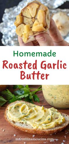 homemade roasted garlic butter is an easy and delicious side dish for sandwiches or appetizers