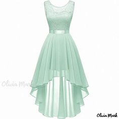 Olivia Mark - Waist-Enhancing Solid Color Sleeveless Lace Evening Dress Terry Cloth Dress, Brown Outfit, Lace Evening Dresses, Waist Circumference, Olivia Mark, Types Of Collars, Evening Dress, Light Green, Halter Dress