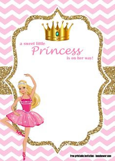 a princess is on her way birthday card with a girl in pink and gold dress